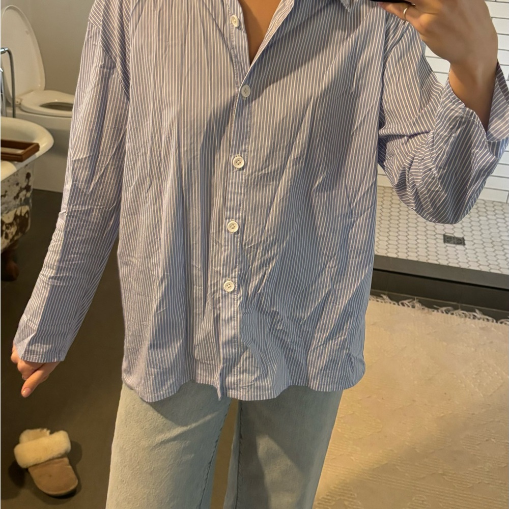 Blue Striped Button-Up Shirt - Picture 2 of 4